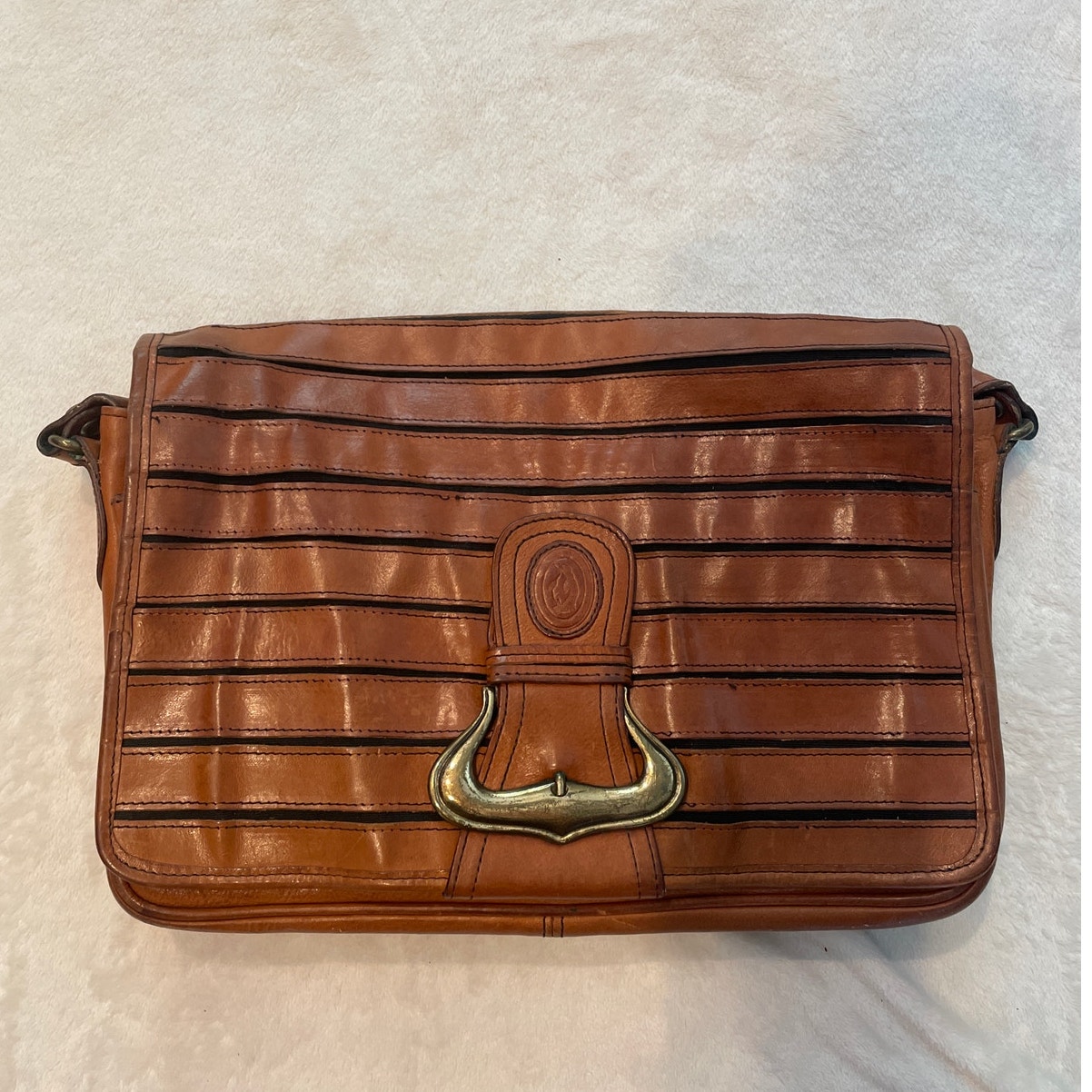 Bloomingdale's Women's Brown Leather Crossbody Clutch Bag Made In Italy